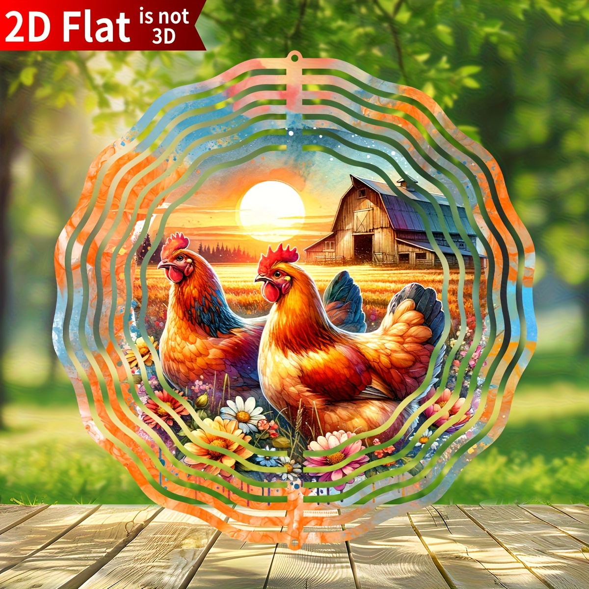 Girandola A Vento A Forma Di Gallo In Acciaio Inox 3D – Decorazione Da Giardino 30,5 Cm, Effetto Cinetico - 3