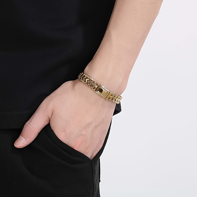 Men's Vintage Style 18K Gold Plated Heart Bracelet Set