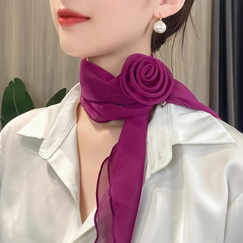 Image of Spring And Summer New Rose Print Women's Scarf, Light And Breathable Fabric With Effect, Used As A Shawl Or Neck Scarf, Gentle And Versatile, Suitable For Daily And Commuting