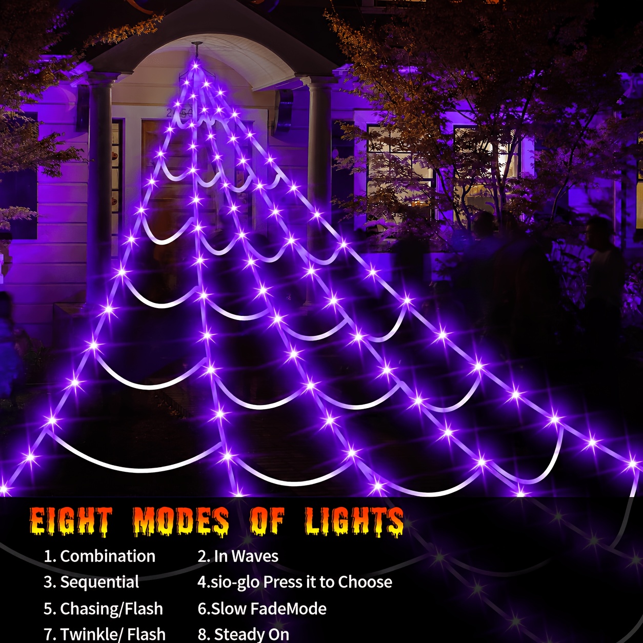 TEMU Outdoor Halloween Decorations, 200 Led Halloween Enormous Web Lights, 16.4ft Illuminated Up For Yard Haunted House Decor