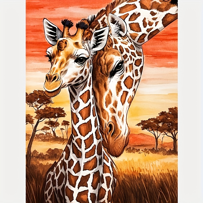 

Giraffe Diamond Painting Kit: Animal Theme, 30 X 40cm, Round Diamond Shapes, Oil Canvas Material