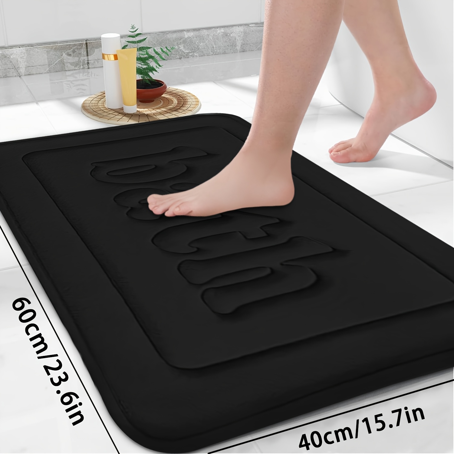 TEMU Alfombra de Baño de Felpa Coral con Base Antideslizante, Lavable a Máquina, Pelo , Forma , y Cómoda, con Absorción, Adecuada , Sala, Cocina,