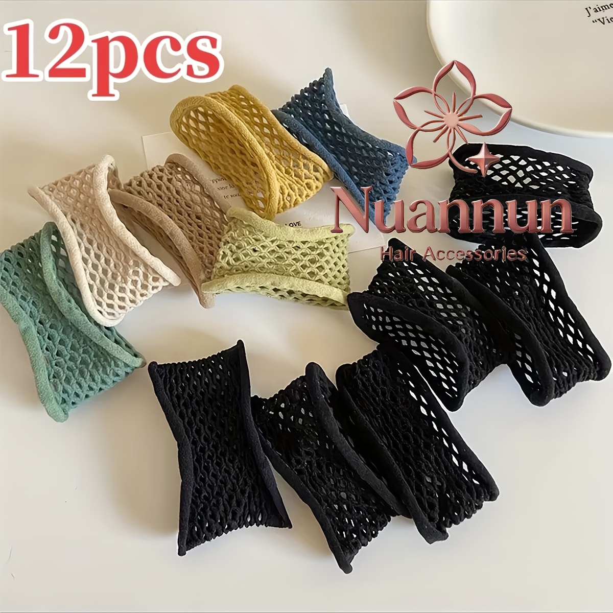 Image of 6/12pcs High Elasticity Durable Donut Hair Ties, Hollow Hair Rings, Basic Versatile Hair Accessories