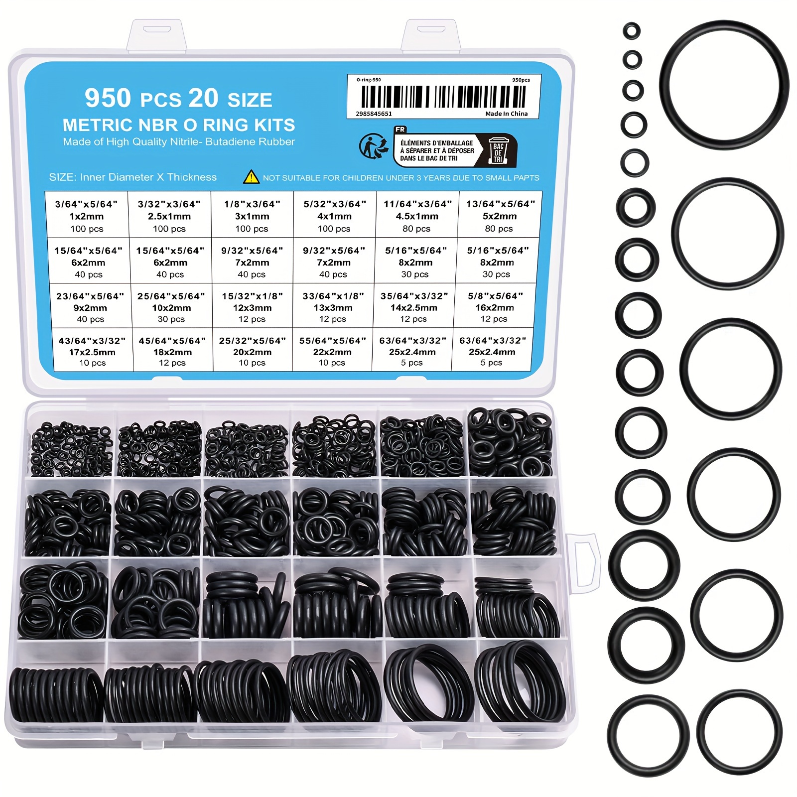 OMT 826pc Universal O Ring Assortment Kit in 32 Sizes | SAE and Metric O  Ring Kit for Plumbing Automotive Faucet Repair More | Nitrile Rubber O Ring