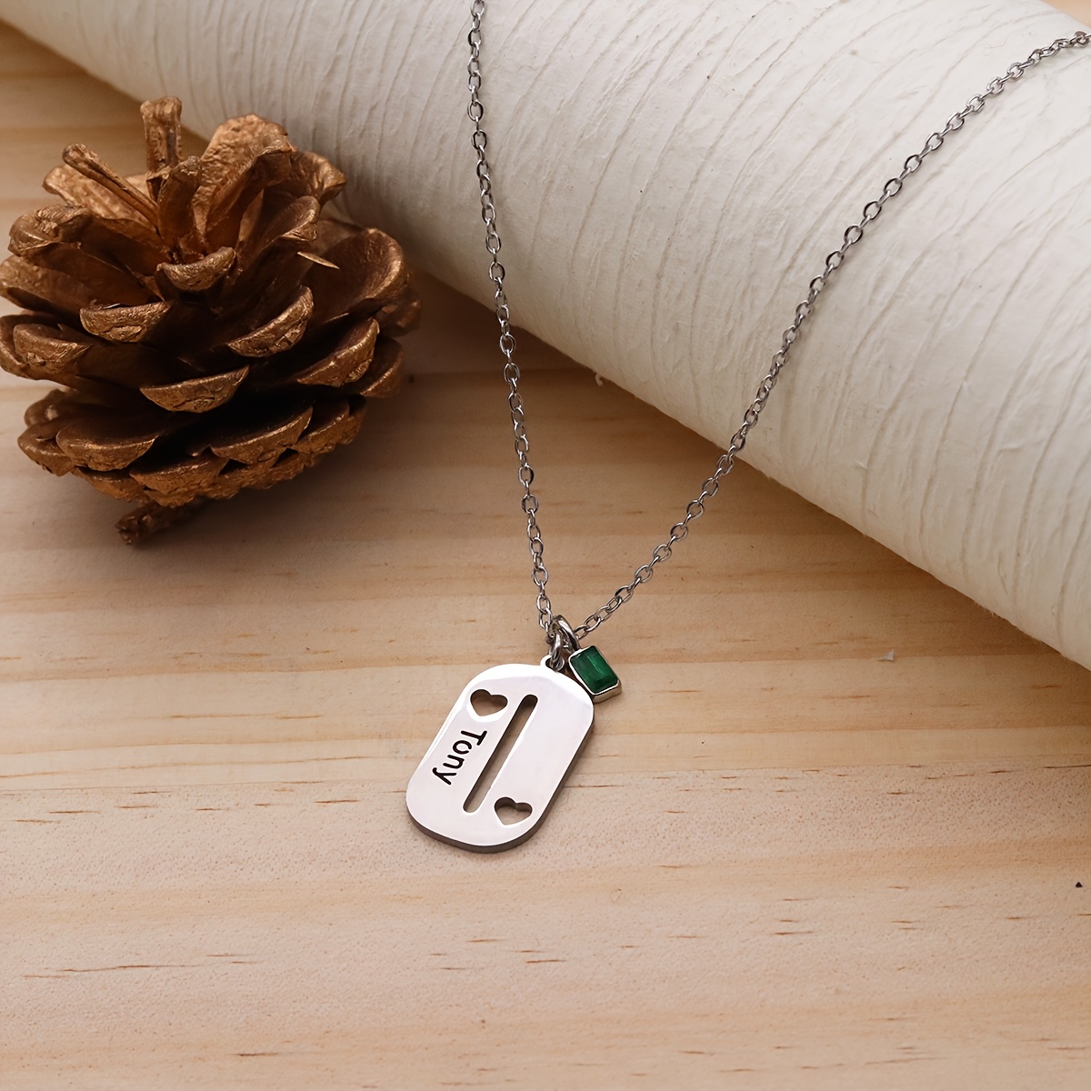 Custom Name Rectangular Nameplate Necklace, Personalized Gift