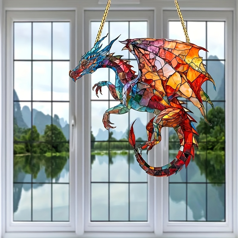 

Acrylic Dragon Suncatcher Hanging Ornament - Themed Sun For Windows, Decoration For Christmas, , Easter, Hanukkah - Office, Room, Kitchen, , Universal Attachment, Electricity-free