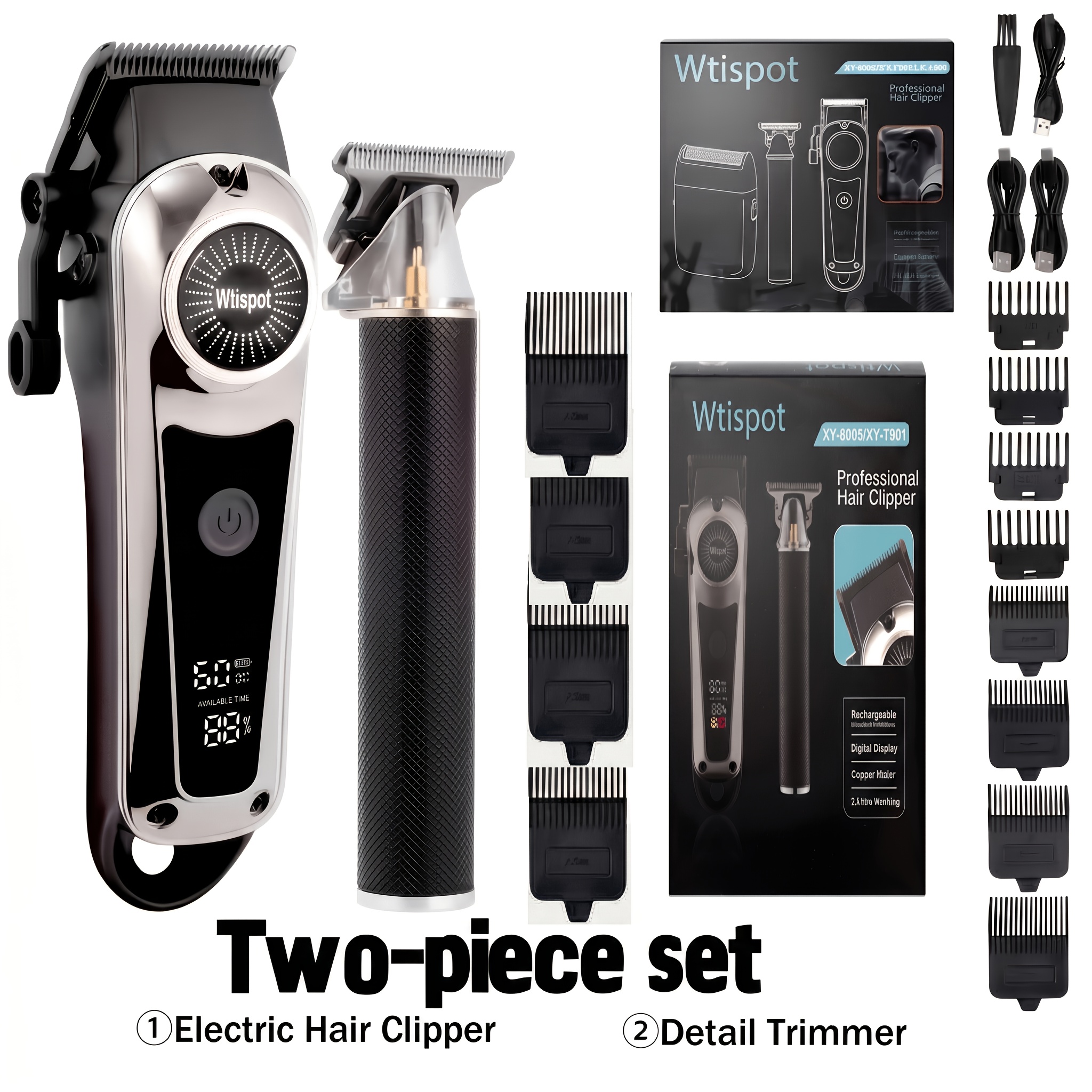 TEMU Of Everything! 2pcs/3pcs/4pcs Men's Electric Hair Clipper, Nose Hair Clipper, Shaver Set - Wireless Usb Charging Professional Hair Clipper Set