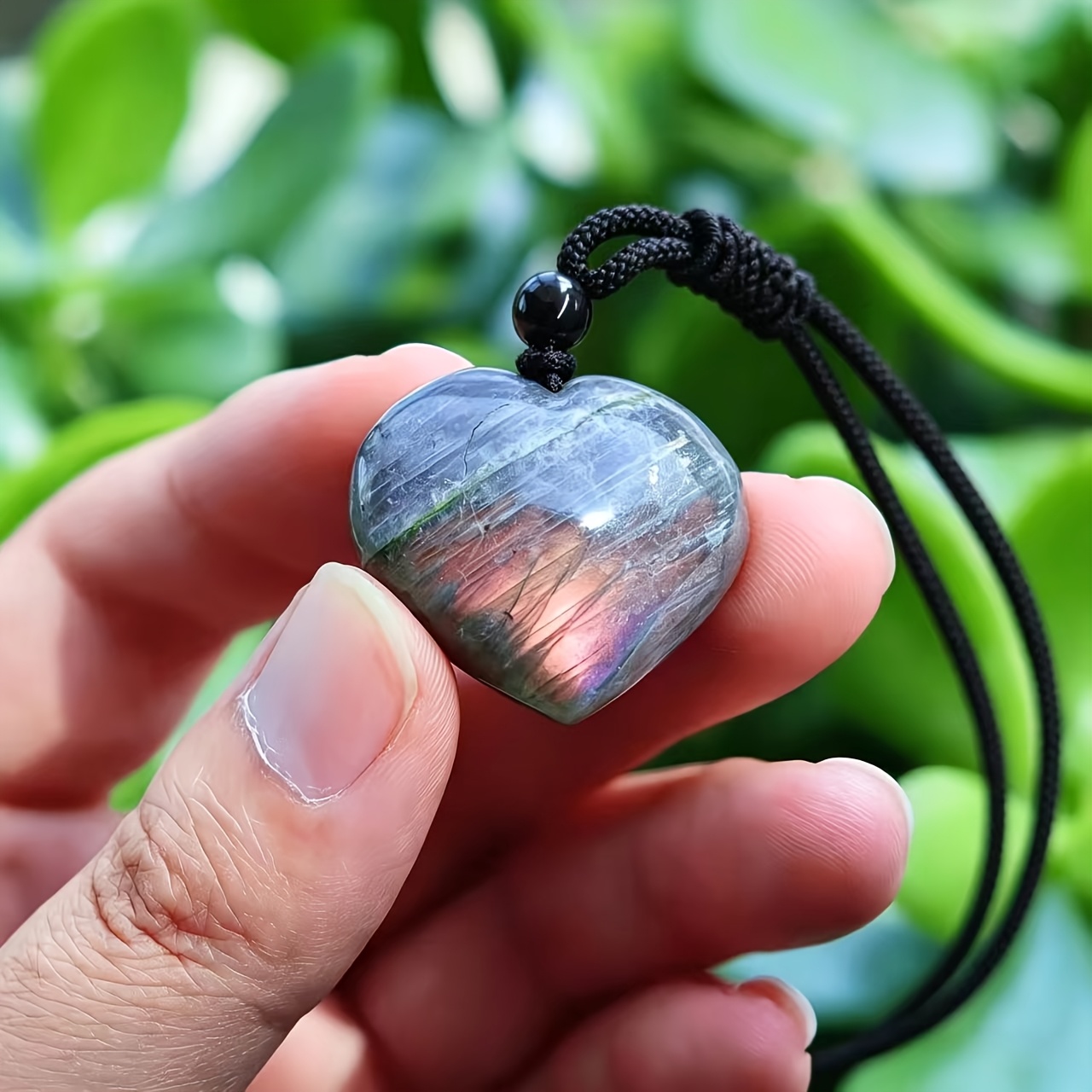 Natural Purple Labradorite Heart Pendant, Elegant Charm