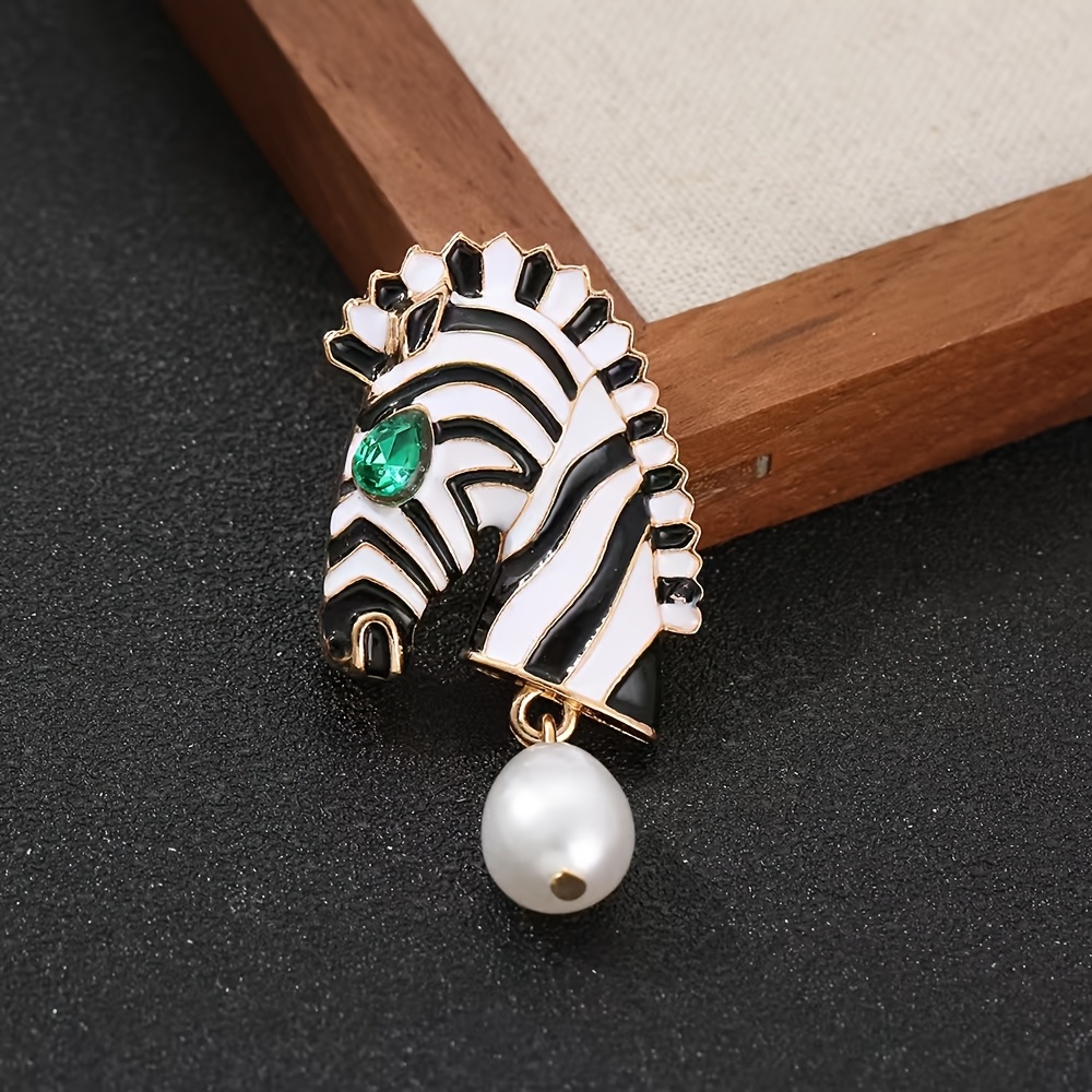TEMU Broche de Zebra Exquisito para Mujer, , Retro Premium, Pin Animal, Joyería para Uso Casual