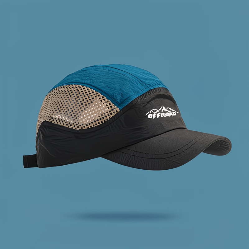 TEMU 1pc Color-block Quick-dry Lightweight Baseball , Unisex Wide Brim Outdoor Breathable Sun Hat Running - Adjustable