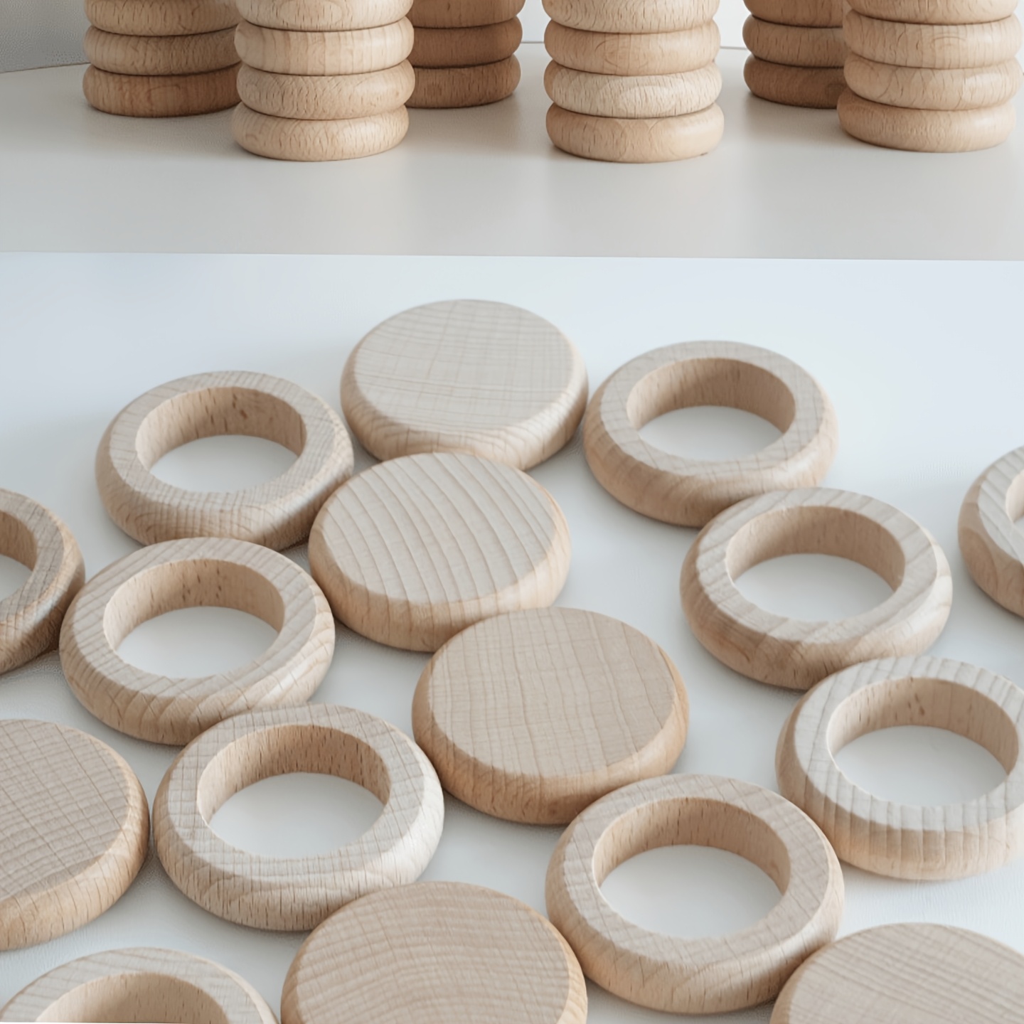 Creative Solid Wood Round Cake Ring Blocks, Educational Stacking Toy