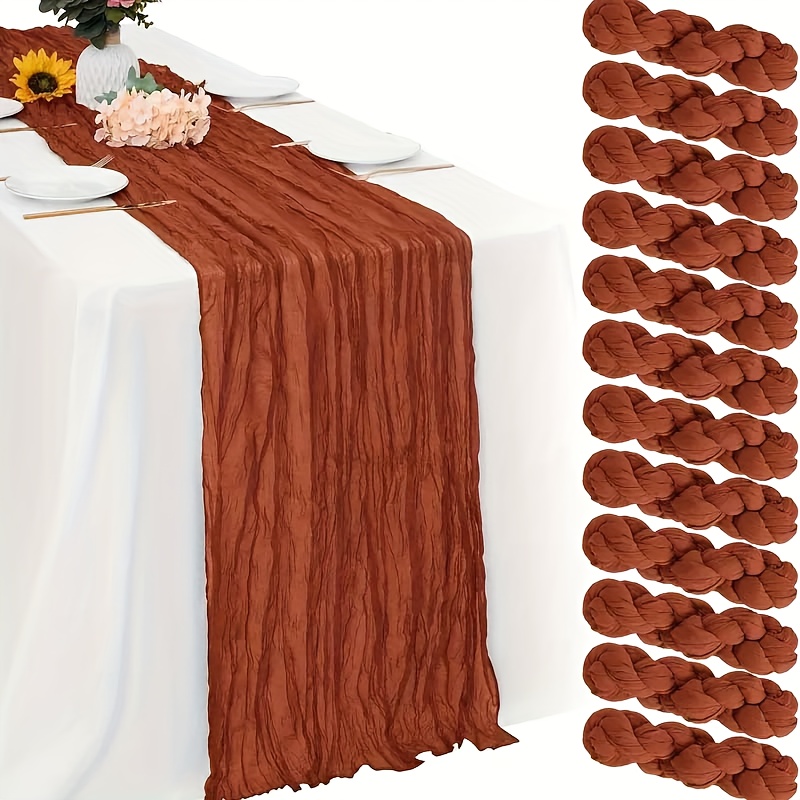 E-shop 6/12er Pack Ahornblatt-rote Tischdecke, halbtransparenter Gaze-Tischläufer, geeignet für Hochzeiten, Geburtstage, Babypartys, böhmische Deko,