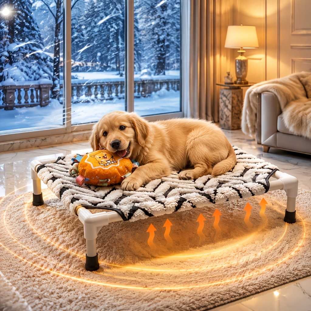TEMU Lit surélevé pour animaux de compagnie, hamac doux et moelleux pour chat, cadre de lit surélevé respirant pour animaux de compagnie, pour une
