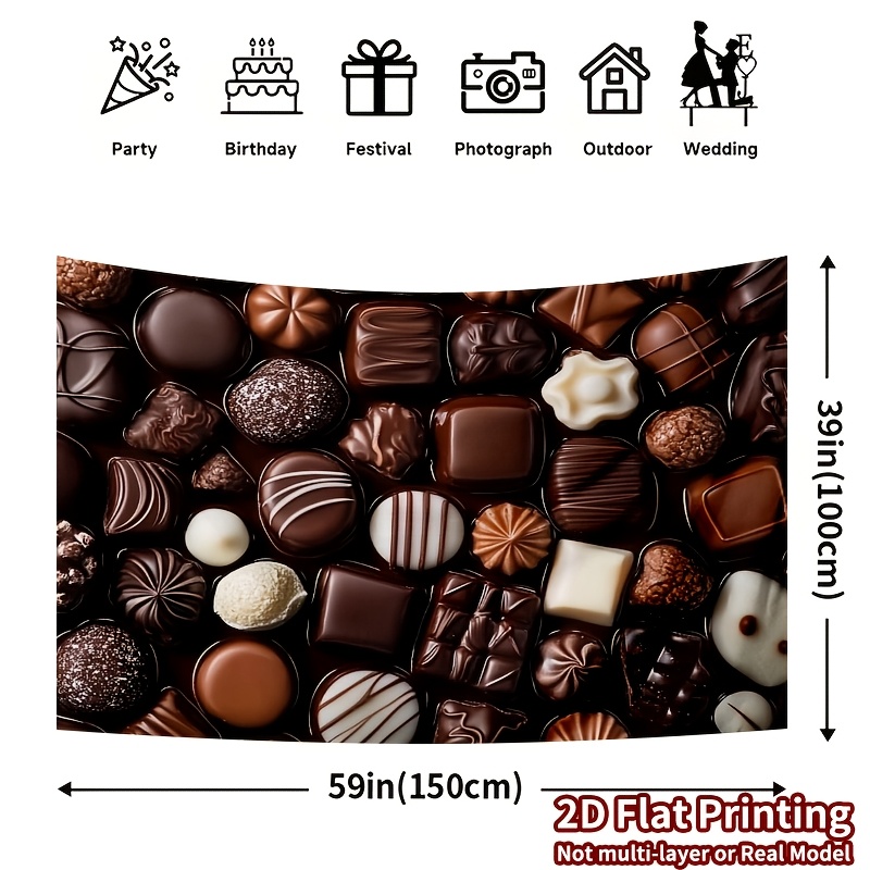 Image of 1pc 2d Flat Printing Party Banner, Chocolate Sweet-themed Birthday Party Banner, Perfect For Cake Table Decorations And Party Photo Booth Props