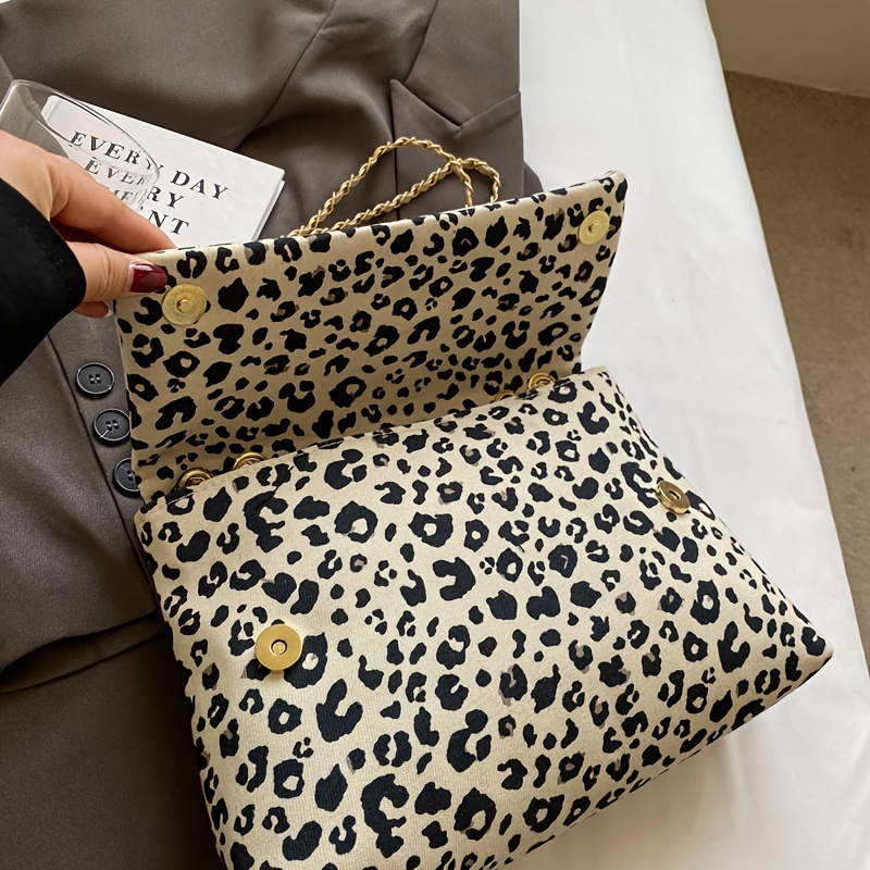 Borsa A Spalla In Velluto A Coste Leopardata - Grande Capacità, Tracolla Casual Donna - Foto 4