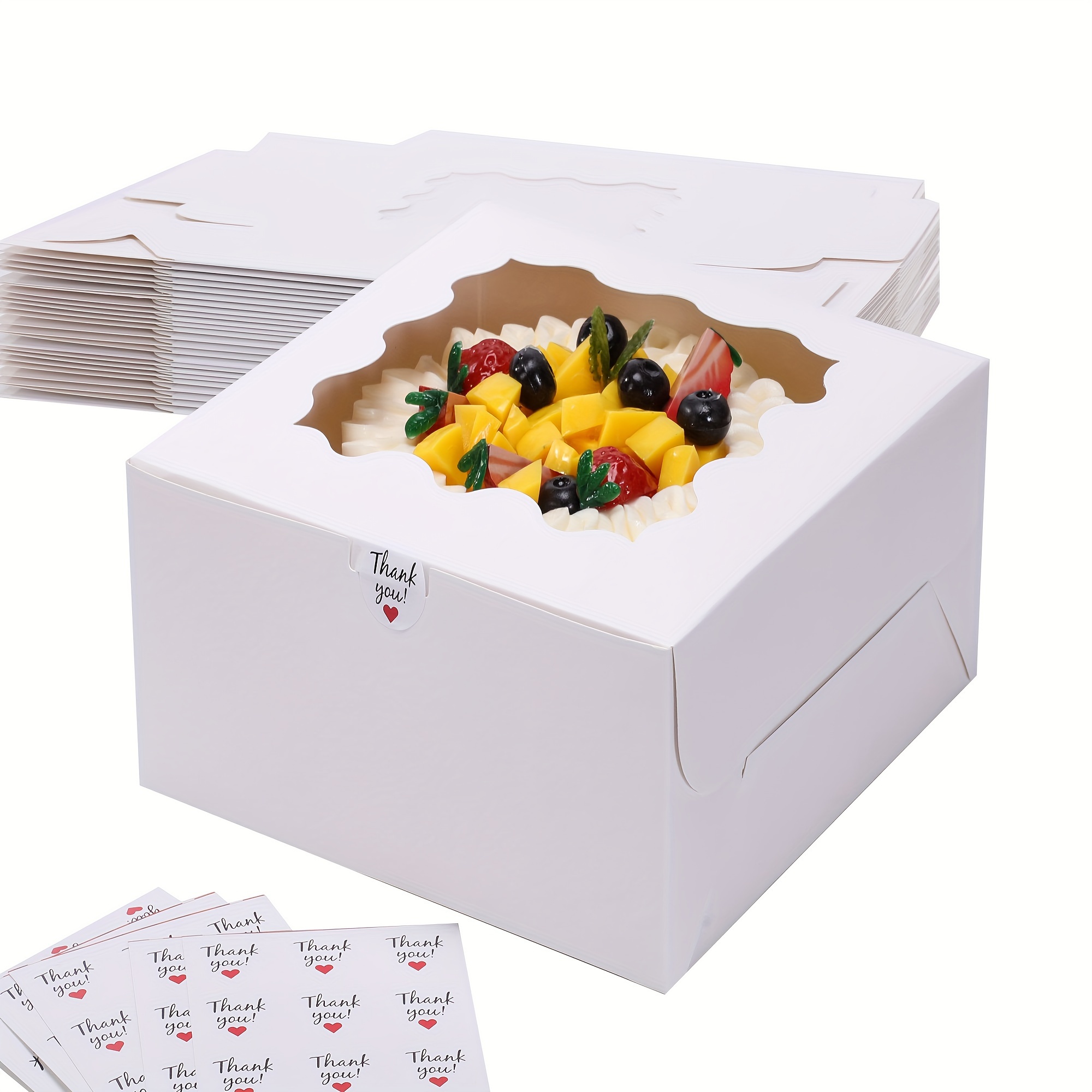 

Elegant 8x8x5" Bakery Boxes With Window - Cheesecakes, Cookies, Cupcakes & More - Ideal For Birthday Parties, Weddings & Valentine's Day, Cake, Pastry Boxes, Treats, Chocolates