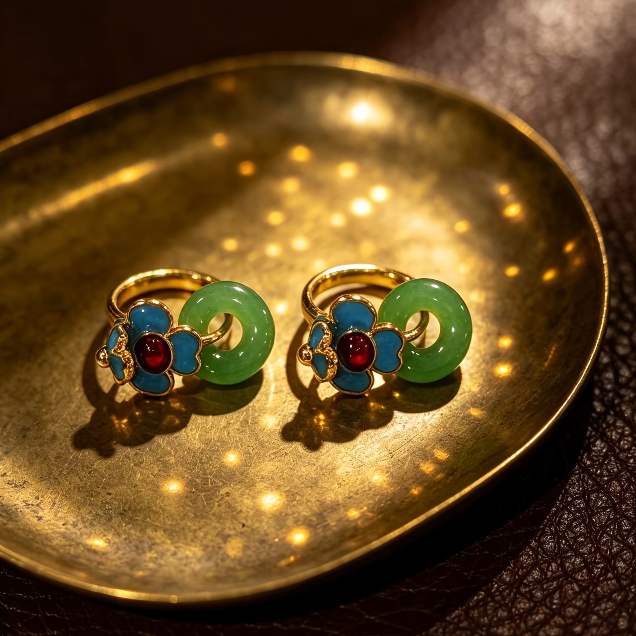 Women's Ancient Style Floral Safety Buckle Earrings, Hanfu Additions