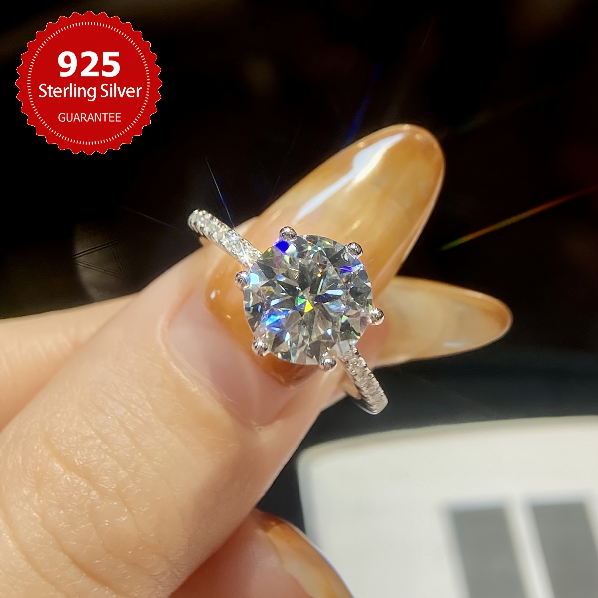3CT Moissanite Engagement Ring S925 Sterling Silver Promise Eternal Ring