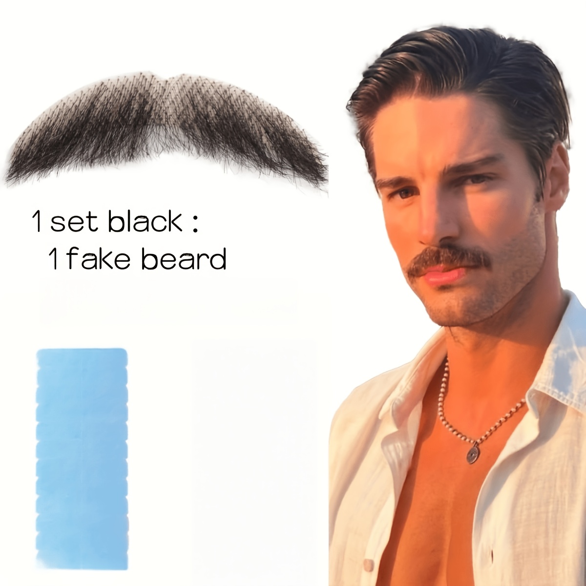 Realistischer Echthaar Bart Fr Mnner  Unsichtbarer Schnurrbart Schwarz  Fr Halloween & Cosplay