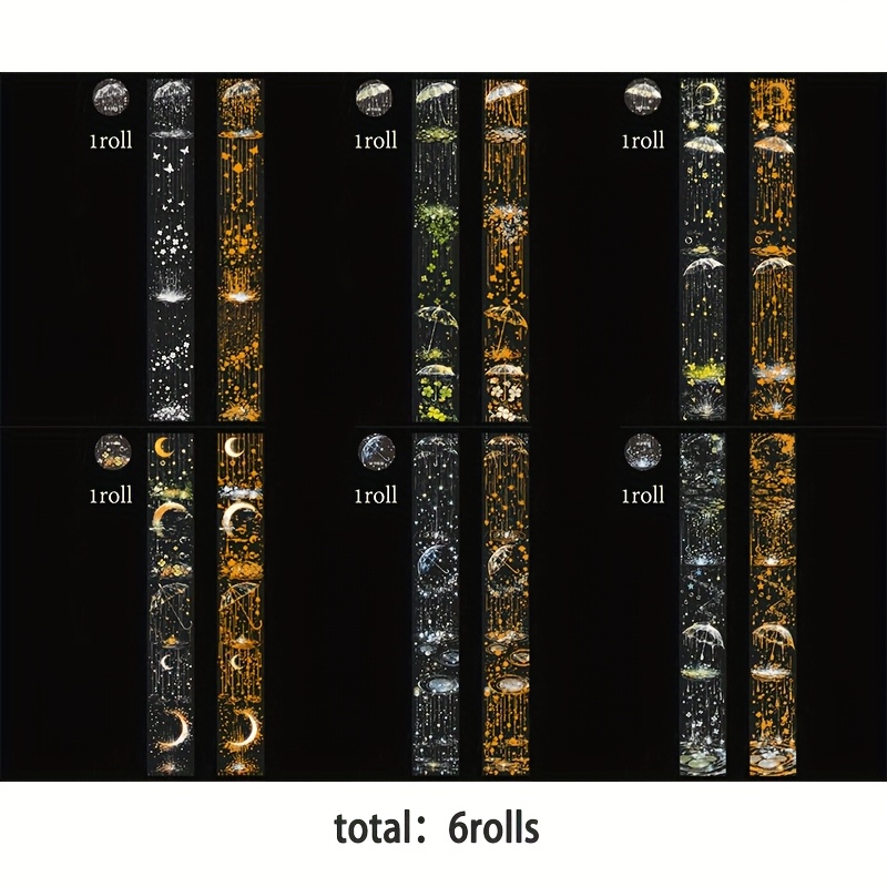 Image of 6 Rolls, Series Landscape Pet Tape, Fantasy Theme Tape Set For Aesthetic Decorative Craft Use In Planners, Junk Journals, And Vintage Art Projects