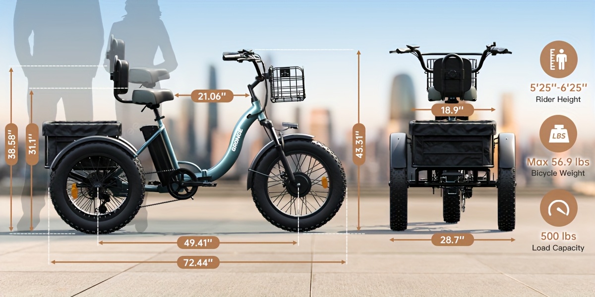 adult   20 fat tire foldable   with 749w brushless motor 36v 15ah removable battery ebike 55miles range 19mph cargo tricycle with basket suitable for   commuting travel Product details 9