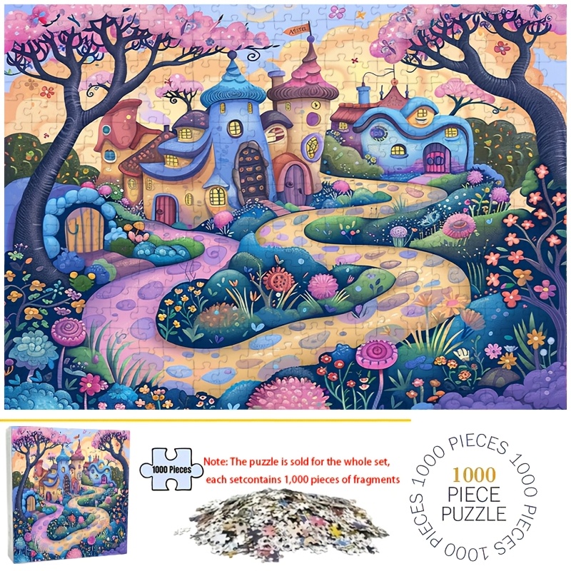 

1000 pièces Puzzle de chemin de - d'art de couleur mélangée pour adultes - Idéal pour Thanksgiving, Noël, An, cadeau de la Saint-Valentin