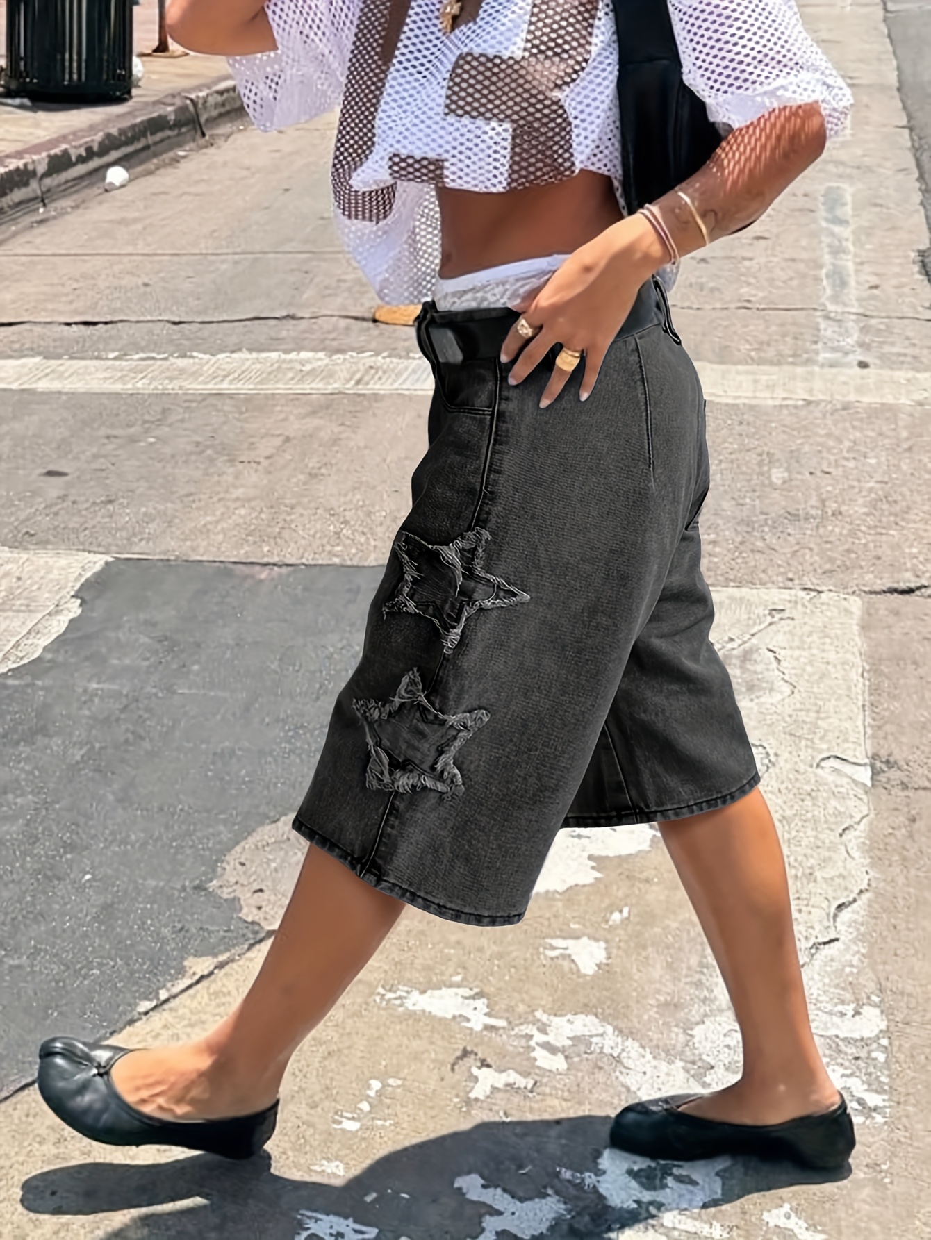 25aw star embroidered loose bermuda shorts - Temu Canada