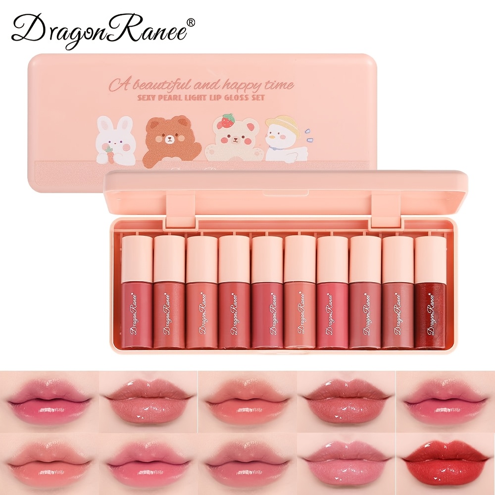 TEMU 10-color Lip Gloss Stain Mini Liquid Lipstick Set, Korean Velvet Moisturizing Lip Gloss Moisturizing Natural Lip Gloss, Multi- Lip Gloss And