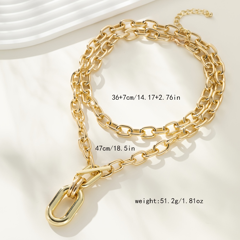 2pcs Women's Double-Layer O-Link Chain Necklace Set — Gold-Plated
