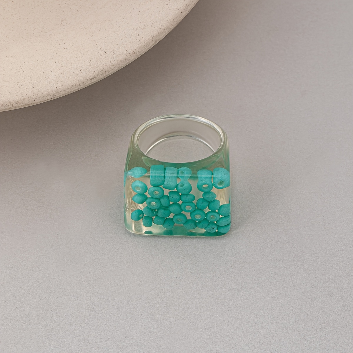 Pastel Purple Rhinestone Resin Ring for Women