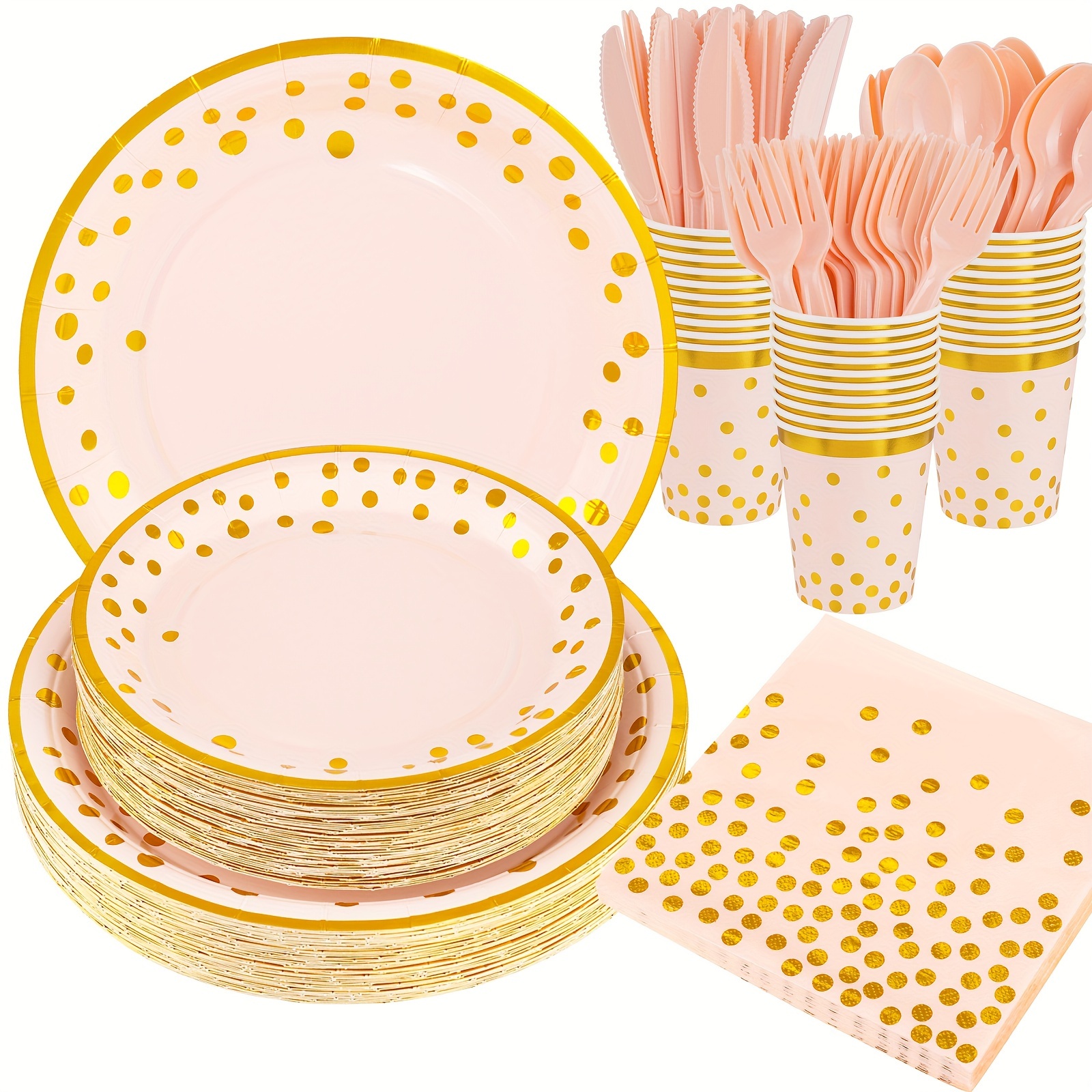 

Supernal 350pcs Plates And Napkins Party Supplies, Plates And Napkins, Paper Plates, Napkins, Cups, Plastic Forks, Knives, Spoons For Womens Birthday Decorations