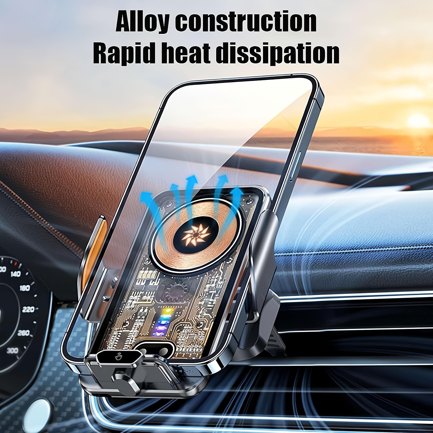 

66w Fast Charging Automatic Clamping Car Holder, Wireless Car Charger, Dashboard Vent Charging Phone Holder, Rotating Smartphone Magnetic Phone Holder