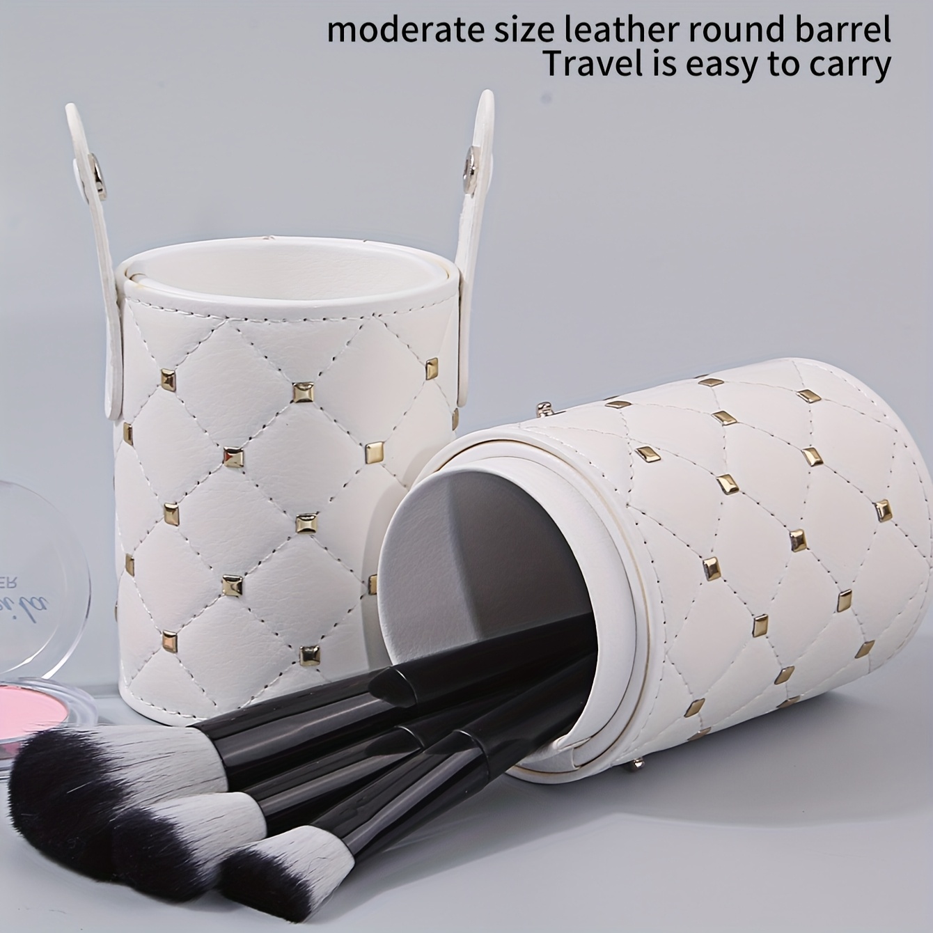 1pc luxury   leather makeup brush holder waterproof dustproof large capacity cosmetic storage case multi functional unscented beauty organizer tool Product details 2