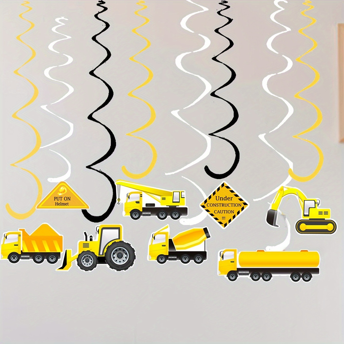 

8pcs Construction Vehicle Party - Birthday, Graduation & More - Paper Decorations For Home & Event Celebrations