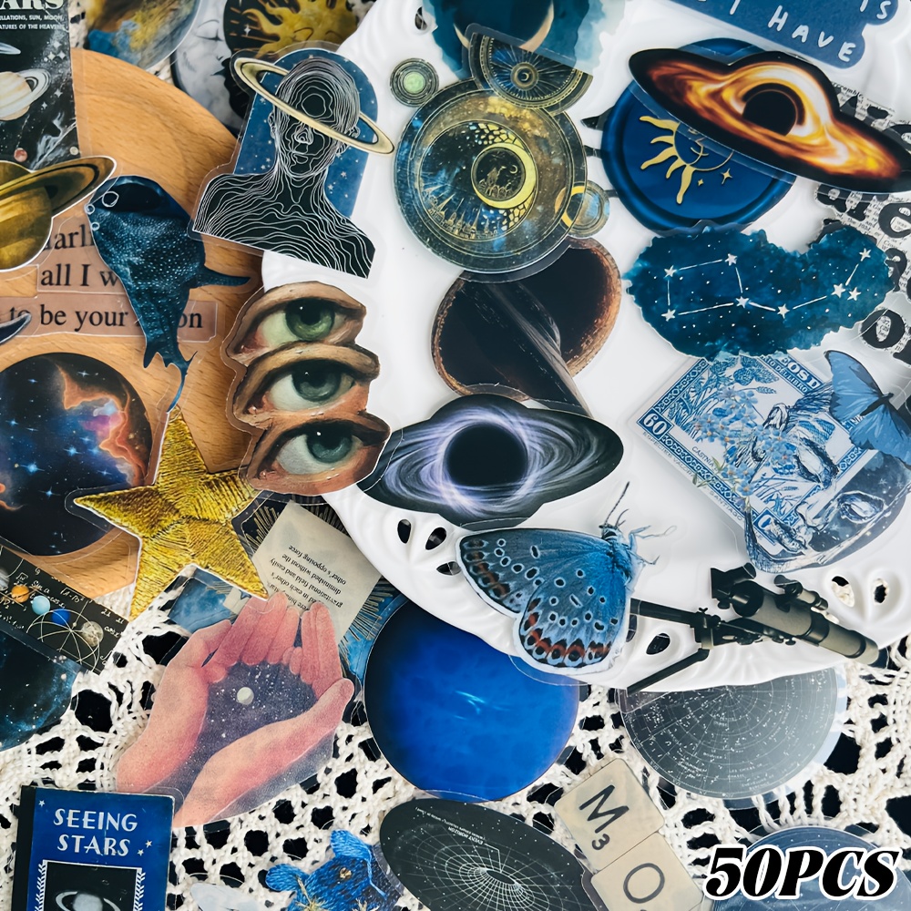 50pcs Space Sticker Set For Scrapbooking, Laptop, Luggage, Guitar, Water Bottle, Phone Case Decoration