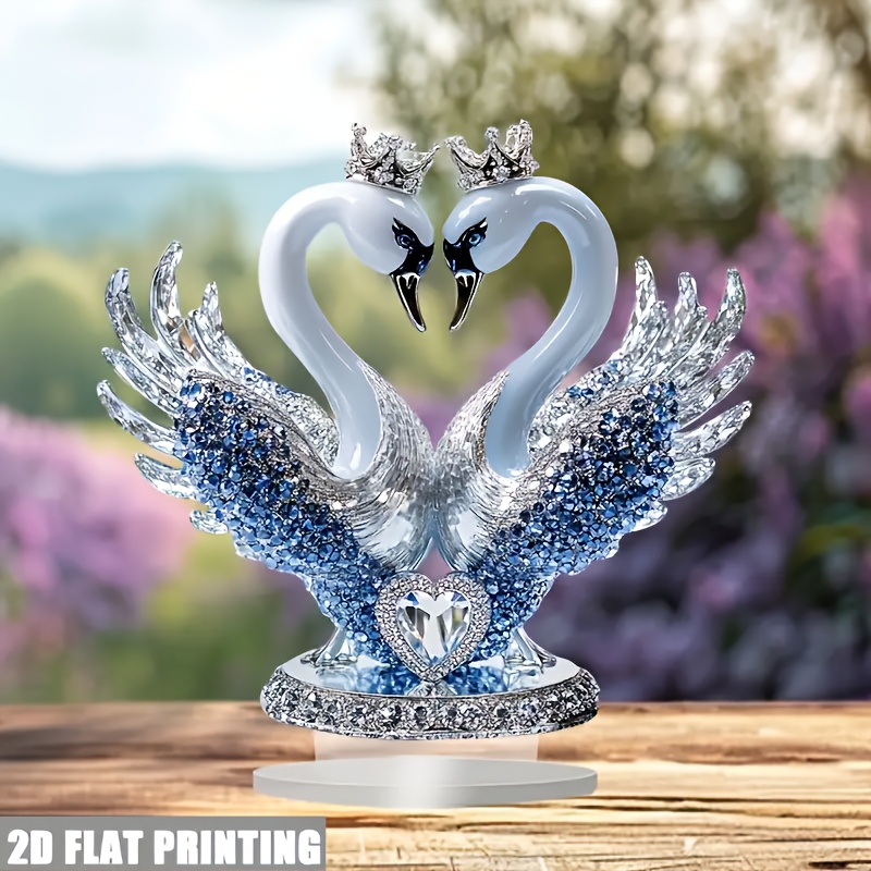 

1pc Style Acrylic Swan Statue -shaped Crown - Romantic Tabletop Decor, No Electricity Needed, Featherless, Ideal For Valentine's Day & Gifting