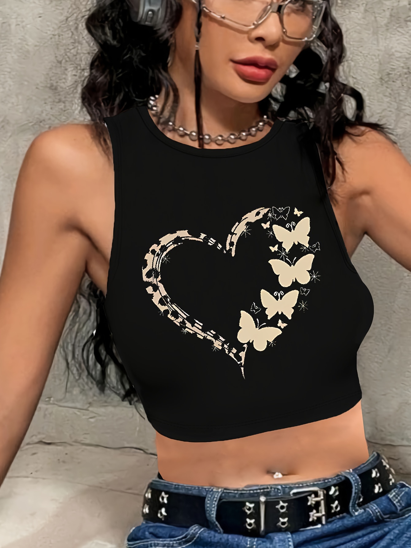 Camiseta Sin Mangas Deportiva Con Estampado De Corazón Y Mariposa Para El  Día De San Valentín, Camiseta Sin Mangas Para Correr Con Cuello Redondo, Rop