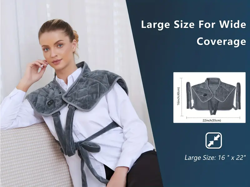 fathers day gifts cordless heating pad for neck and shoulders and back back and neck massager with heat heated massage pad with battery heat settings 16 x 22 2 2lbs Product details 1