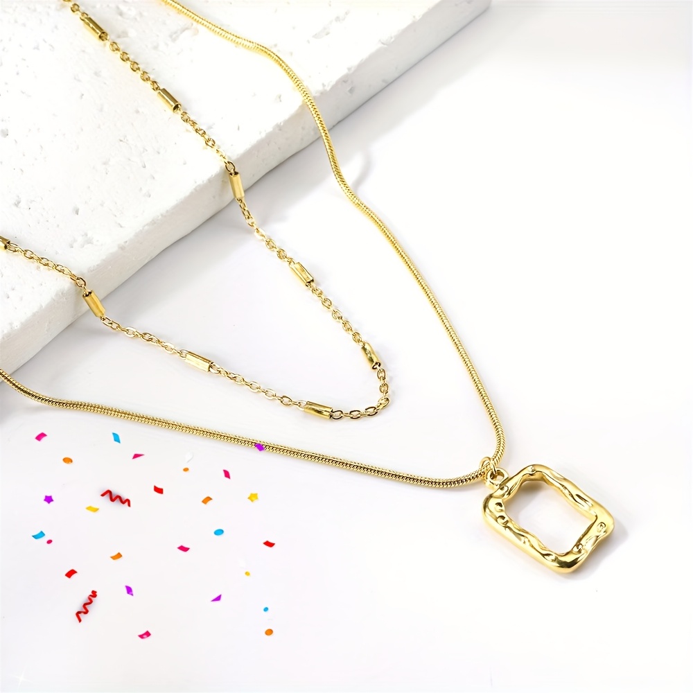 Women's Double-layer Rectangular Pendant Necklace