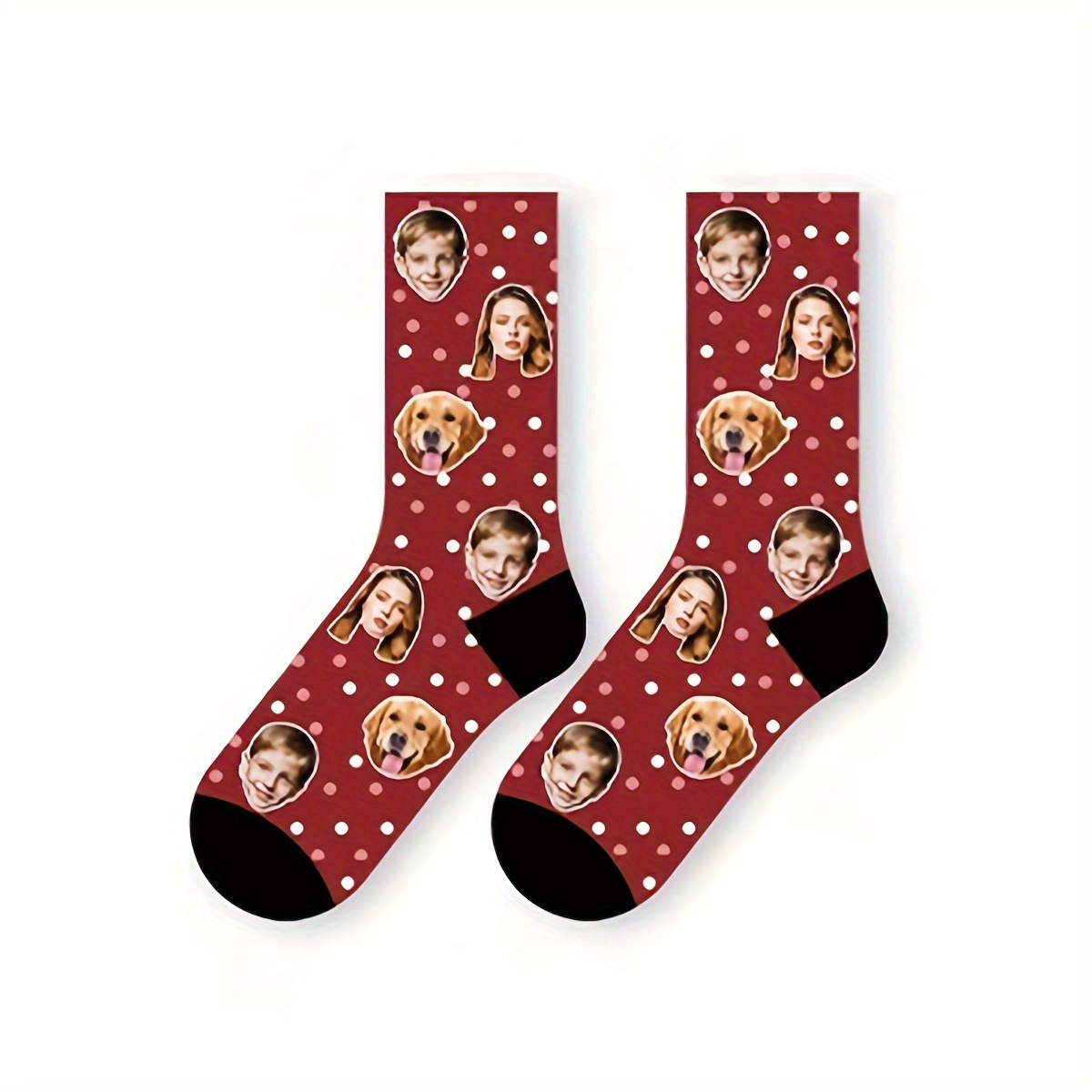 TEMU 1 Pair Personalized Custom Face Men's Mid-calf Socks, Photo-with--and-beautiful Couple Custom Socks, Fun Custom Picture Couple Mid-length Socks,