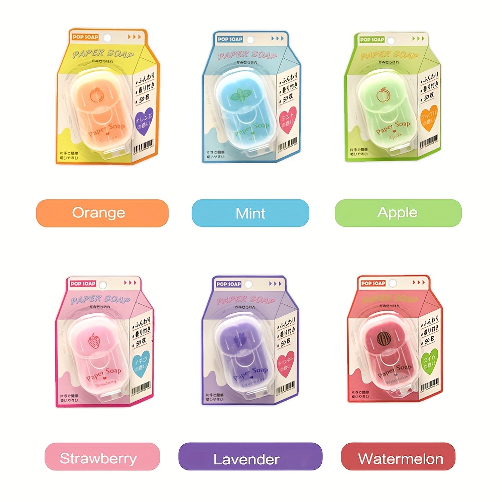 Image of Portable Outdoor Travel Paper Soap, Disposable Soap Sheets, Personal Disposable Cleaning Soap Paper 50 Sheets/box - 6 Boxes