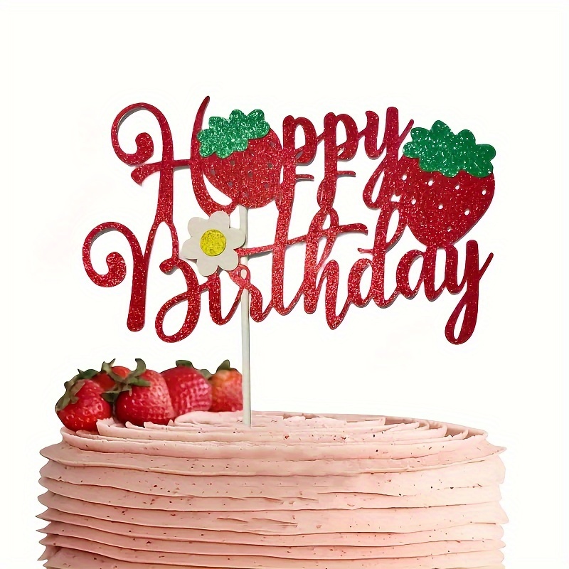 Happy Birthday Tortenaufsatz – 22,9 Cm – Glitzer – Aus Karton & Bambus