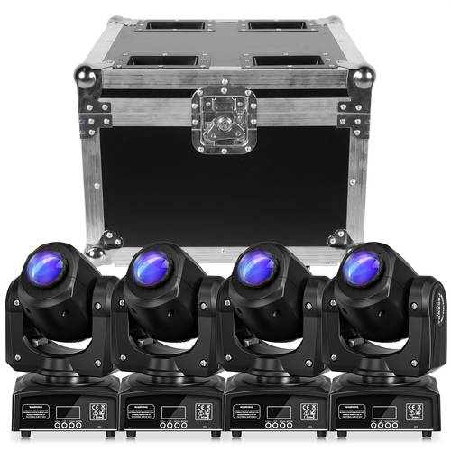 4pcs black led moving head lights with sound activation 8 patterns dmx control for dj parties weddings live shows rgbw disco spotlights in aluminum alloy flight case party spotlights professional lighting equipment flight case included