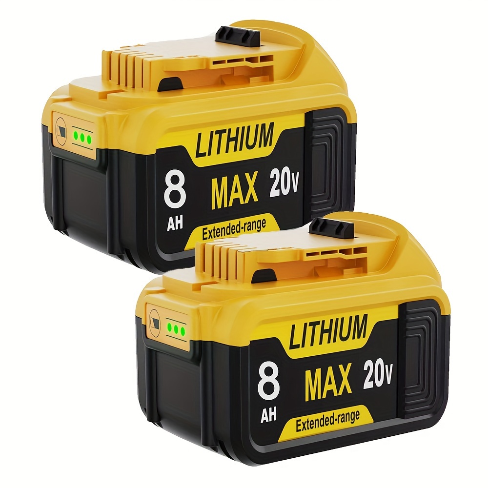 

2pcs High-capacity 8ah Lithium-ion Batteries For Dewalt 20v Tools - Compatible With Dcb206, , Dcb203 & More, & With Smart Led Indicator, Safety Features, Portable Design