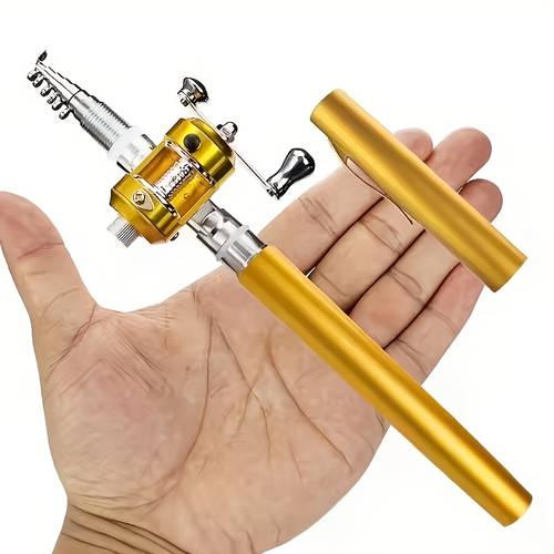 Portable Folding Fishing Rod with Line Spool - Fishing Pole, Quick Extend/ Mechanism, Lightweight & Sturdy for Freshwater, Saltwater, Ice Fishing, Fly Fishing - Ideal for Beginners & Professionals, Reel