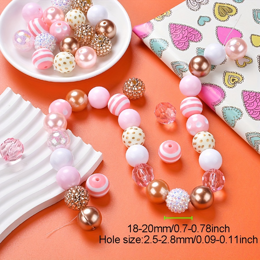 YYlingx Lot de 50 grosses perles Bubblegum de 20 mm pour la