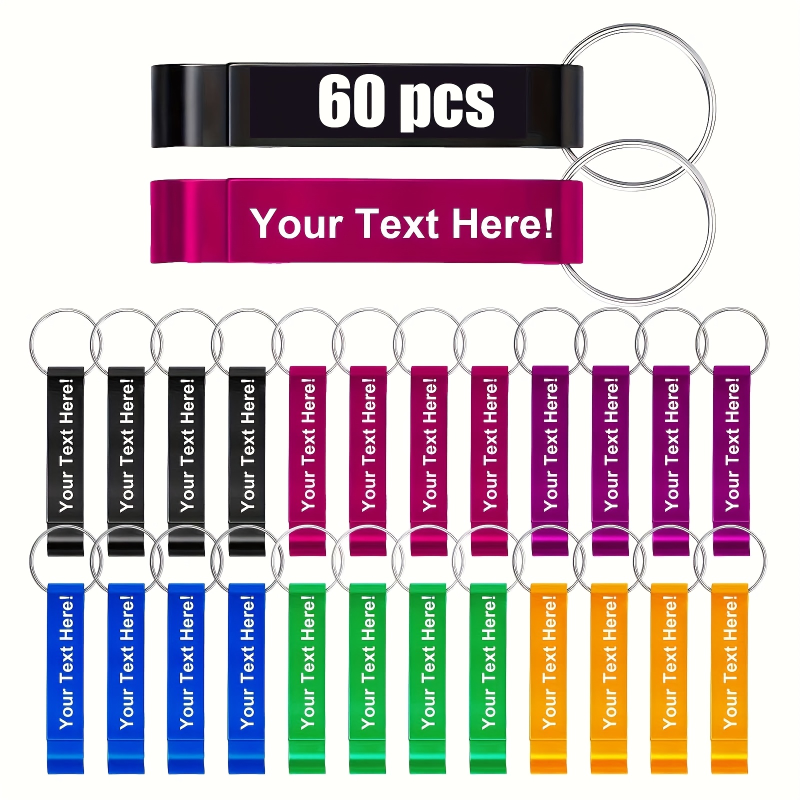 

60-pack Custom Engraved Aluminum Bottle Keychains - , Lightweight Metal Drink With Personalized Text For Weddings, Business Events, Party Favors, Promotional Gifts