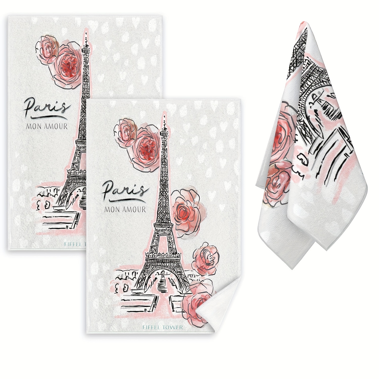 

2pcs, Paris Eiffel Tower Kitchen Towels, Contemporary Style, Ultrafine Microfiber, Fade-resistant, Machine Washable, Dish Towels For Home Decor & Daily Use