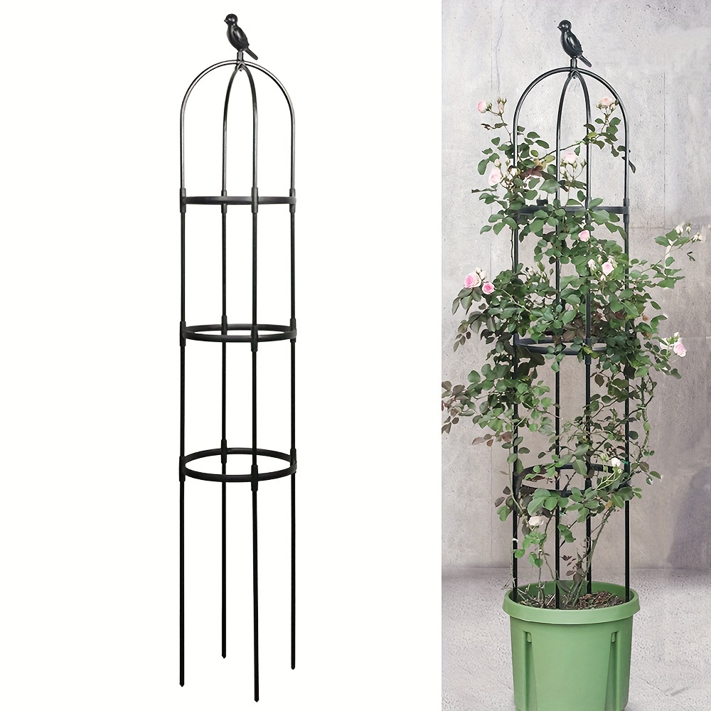 

1pc Plant Climbing Frame With Plastic Coating, Garden Outdoor And Indoor Potted Plant Support, Rust Proof Metal Bracket For Climbing Plants