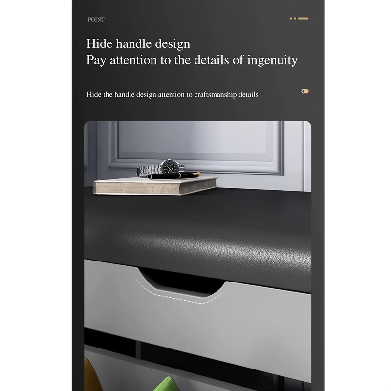 à chaussures de 23,62 pouces,   multifonction intégrée pour hall, chambre et couloir, avec 3 niveaux de rangement, coussin en simili cuir souple,    , facile à installer, cadeau idéal Détails du produit 0